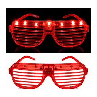 LED Işıklı Panjur Parti Gözlüğü Kırmızı Renk Shutter Gözlük