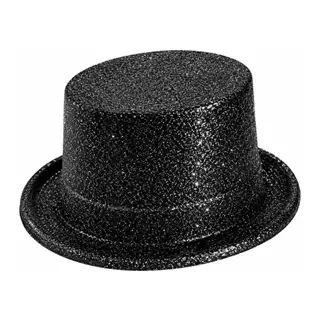 Siyah Simli Glitter Silindir Parti Şapkası