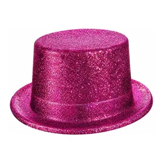 Fuşya Simli Glitter Silindir Parti Şapkası