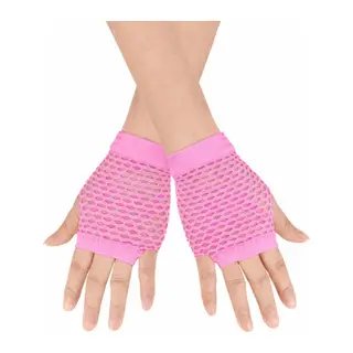 80’ler 90’lar Retro Neon Pembe File Parmaksız Kısa Eldiven 11 cm