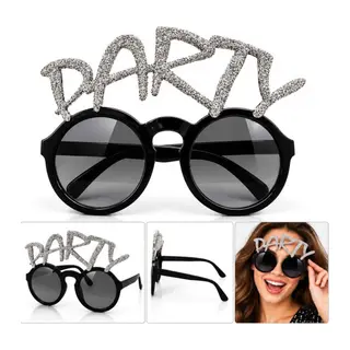 Gümüş Simli PARTY Yazılı Parti Gözlüğü