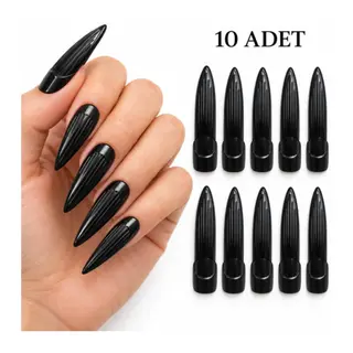 Siyah Plastik Cadı Takma Tırnak 10’lu Set