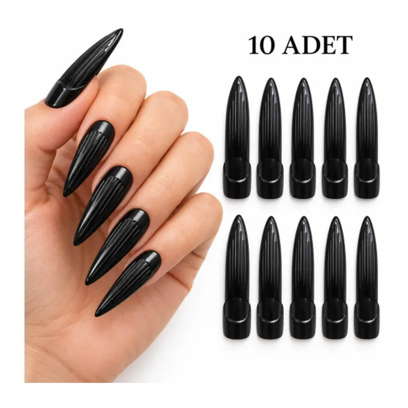 Siyah Plastik Cadı Takma Tırnak 10’lu Set