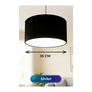 Siyah Kumaş Başlıklı Sarkıt Avize 35 CM