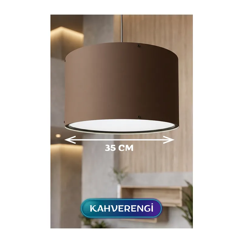 Kahverengi Kumaş Başlıklı Sarkıt Avize 35 CM