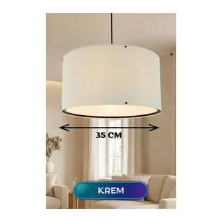 Krem Kumaş Başlıklı Sarkıt Avize 35 CM