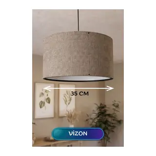 Vizon Kumaş Başlıklı Sarkıt Avize 35 CM