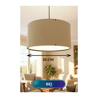 Bej Kumaş Başlıklı Sarkıt Avize 35 CM