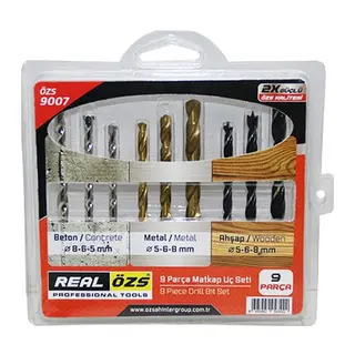 9 PARÇA MATKAP UCU SETİ BETON - METAL - AHŞAP - 5-6-8MM (5643)