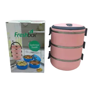 AÇIK PEMBE 3LÜ SEFER TASI SAKLAMA KABI 1.8LT (5643)