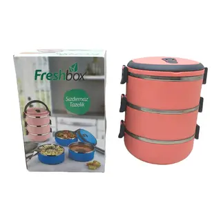 KOYU PEMBE 3LÜ SEFER TASI SAKLAMA KABI 1.8LT (5643)
