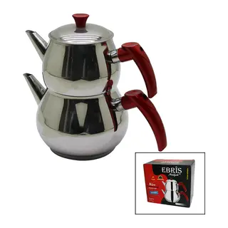 ORTA BOY KÜRE ÇELİK ÇAYDANLIK SETİ ÜST: 1LT - ALT: 1.60LT (5643)
