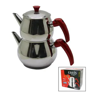 AİLE BÜYÜK BOY KÜRE ÇELİK ÇAYDANLIK SETİ ÜST: 1.2LT - ALT: 2LT (5643)