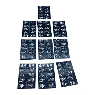 ÇİÇEKLİ 10X14CM TÜP KINA DESEN ÇIKARTMA ŞABLONU 12 PARÇA (5643)