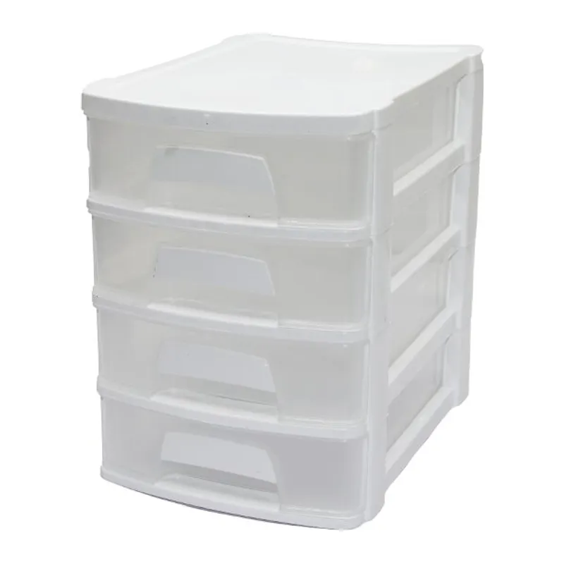TONTON - NO:2 ÇEKMECE 4 KATLI 16.5X21.5X24CM BEYAZ VEYA SİYAH HERHANGİ BİR RENK GÖNDERİLİR (5643)