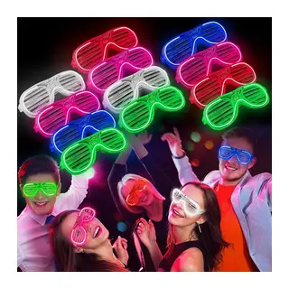 Glow Model 3 Farklı Fonksiyonlu Işıklı Panjur Parti Gözlüğü Karışık Renk 12 Adet (5643)