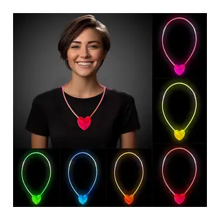Karanlıkta Yanan Glow Kalp Şekilli Kolye 6 Renk 6 Adet (5643)