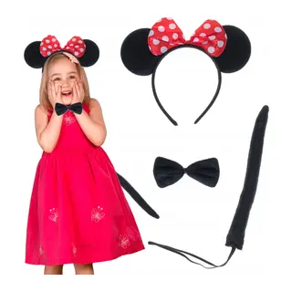 Minnie Mouse Kostüm Seti Taç Kuyruk Papyon Gösteri Seti (5643)