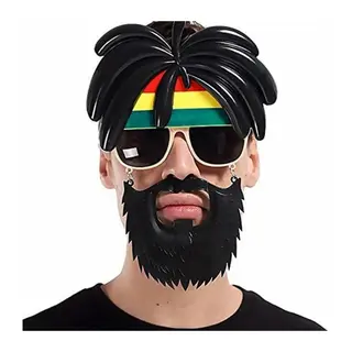 Rasta Peruklu Rasta Sakallı Bob Marley Bıyıklı Parti Gözlüğü 27x18 cm (5643)