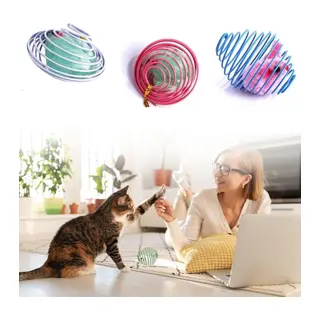 Yaylı Metal Fareli Kafes Kedi Oyun Topu Sıçrayan Spiral Kedi Topu (5643)