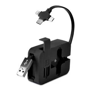 Cep Tipi Telefon Tutuculu Makaralı Uzayıp Kısalabilen 3'ü 1 Arada USB Şarj Kablosu (5643)