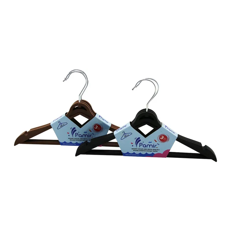 3PCS PLASTİK ÇOCUK ELBİSE ASKISI METAL BAŞLIKLI (5643)