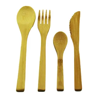 4PCS AHŞAP BAMBU MUTFAK SETİ 2 KAŞIK - ÇATAL - BIÇAK (5643)