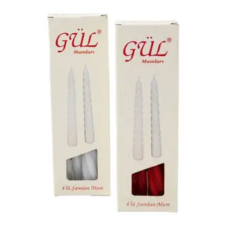 4PCS ŞAMDAN - BURGULU MUM BEYAZ - RENKLİ 17CM (5643)