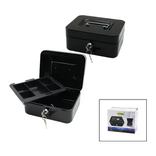 ANAHTARLI KÜÇÜK METAL PARA -DEĞERLİ EŞYA KUTUSU 2KAT=TEK+6 BÖLME TAŞIMA KULP - 15.2X11.8X8CM (5643)