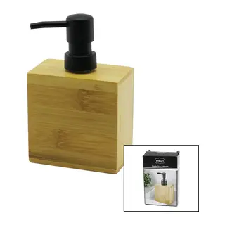 DİKDÖRTGEN AHŞAP BAMBU SIVI SABUNLUK SİYAH PLASTİK POMPA 5.8 X 9.9CM - Y: 10CM (5643)