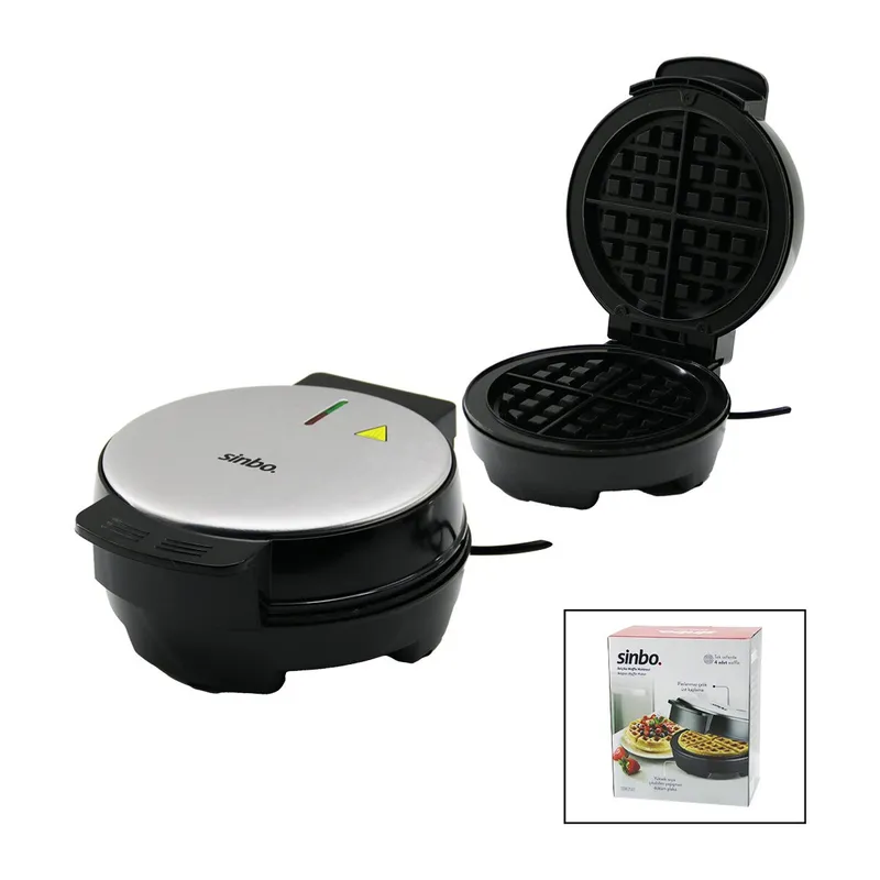 BELÇİKA WAFFLE MAKİNESİ ELEKTRİKLİ 4 WAFFLE - YAPIŞMAZ DÖKÜM PLAKA PASLANMAZ ÇELİK ÜST KAPLAMA SSM-2591 (5643)