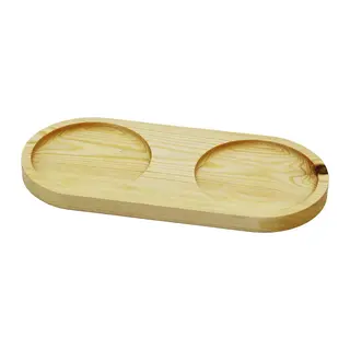 2 BÖLMELİ - OVAL AÇIK RENK=SADE AHŞAP YAĞDANLIK ALTLIK 27X12.5CM (5643)