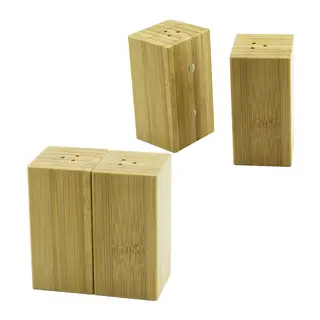 4.5X5CM-Y:9CM 2PCS MIKNATISLI İKİZ AHŞAP BAMBU BAHARATLIK - TUZLUK (5643)