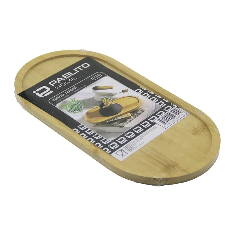 OVAL AHŞAP BAMBU YAĞDANIK ALTLIK - SUNUM TEPSİ 12X24X0.8CM (5643)