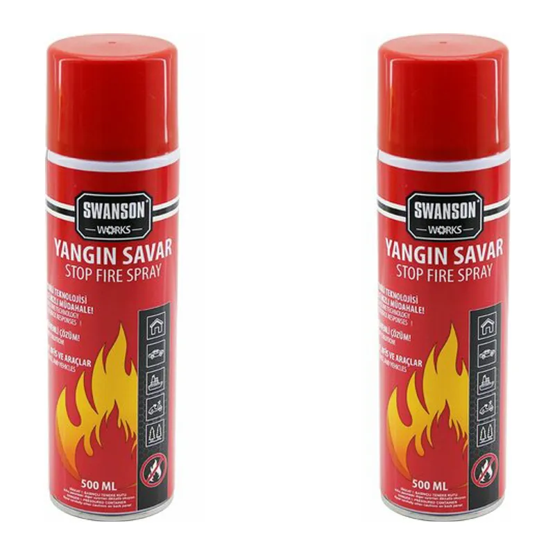 2 ADET YANGIN SÖNDÜRÜCÜ - YANGIN SAVAR SPREY 500ML + 500 ML EV - OFİS - OTO ARAÇ ATEŞ BOĞUCU KÖPÜK TABAKA OLUŞTURUR (5643)