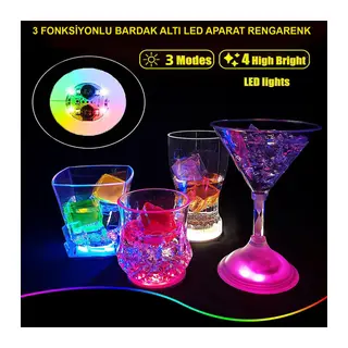 Işıklı Yapışkanlı Bardak Altı Aparatı Ledli 3 Fonksiyonlu 6 cm Çap (5643)