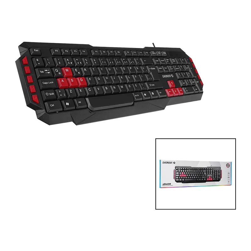 EVEREST KB-G7-ARMOR USB KABLOLU OYUNCU KLAVYE RENKLİ OYUN TUŞLARI - MULTİMEDYA TUŞLARI 150CM (5643)