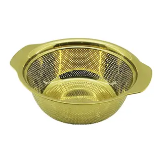 23CM GOLD PASLANMAZ METAL SEPET SÜZGEÇ KENDİNDEN KULPLU (5643)
