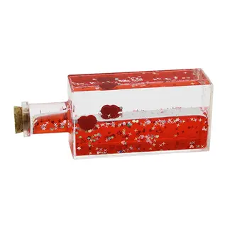 KIRMIZI SU KALP - YILDIZ DİKDÖRTGEN MİKA ŞİŞE YÜZEN BATMAYAN DEKORATİF BİBLO AKVARYUM4.2X6.4X17CM (5643)