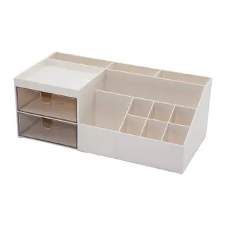 2 ÇEKMECELİ + 12 BÖLMELİ PLASTİK MAKYAJ - TAKI ORGANİZER 12X24CM- Y: 4-6-7-8-9CM (5643)
