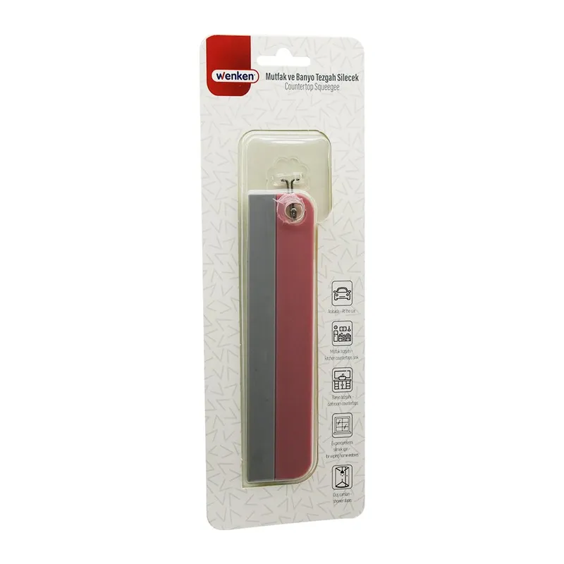 MUTFAK-BANYO TEZGAH OTO-EV PENCERE SİLECEK CAMSİL - ÇEKPAS SAPSIZ - TUTACAKLI ASKILIKLI 17.5CM (5643)