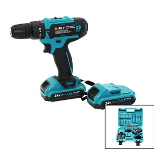 MAVİ 1250 RPM BN-5 F-136 CORDLESS DRILL FULL ŞARJLI=24V=5.0Ah - 2 BATARYA MATKAP SETİ ÇANTALI (5643)