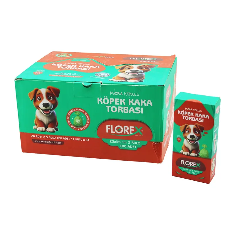 2400 ADET = 1 KOLİ KÖPEK - EVCİL HAYVAN KAKA TORBASI PUDRA KOKULU - 25X35CM (5643)