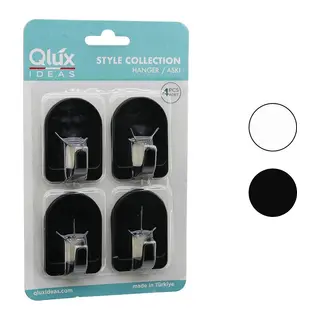 QLUX L-00950 4PCS DOME ASKI NO-2 KUBBELİ - SİYAH - BEYAZ - PLASTİK ASKI YAPIŞKANLI MONTAJ (5643)