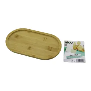OVAL AHŞAP BAMBU SERVİS SUNUM TEPSİ - TAHTASI MİNİ TEPSİ 25 X 14 X 1.4CM (5643)