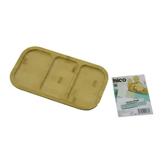 DİKDÖRTGEN 3 BÖLMELİ=2+1 AHŞAP BAMBU SERVİS SUNUM TEPSİ - TAHTASI 25 X 14 X 1.4CM (5643)