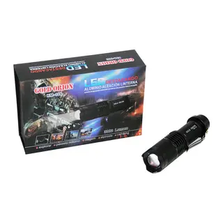GOLD ORION KM-106 ZOOMLU EL FENERİ FİŞLİ PİL ŞARJ CİHAZLI SİYAH METAL KASA 12.5CM 3000 LUMEN (5643)