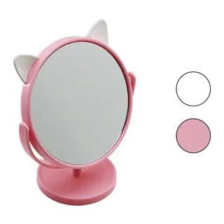 6 İNÇ - 15CM - YUVARLAK KULAKLI RENKLİ PLASTİK MAKYAJ AYNASI AYAKLI (5643)