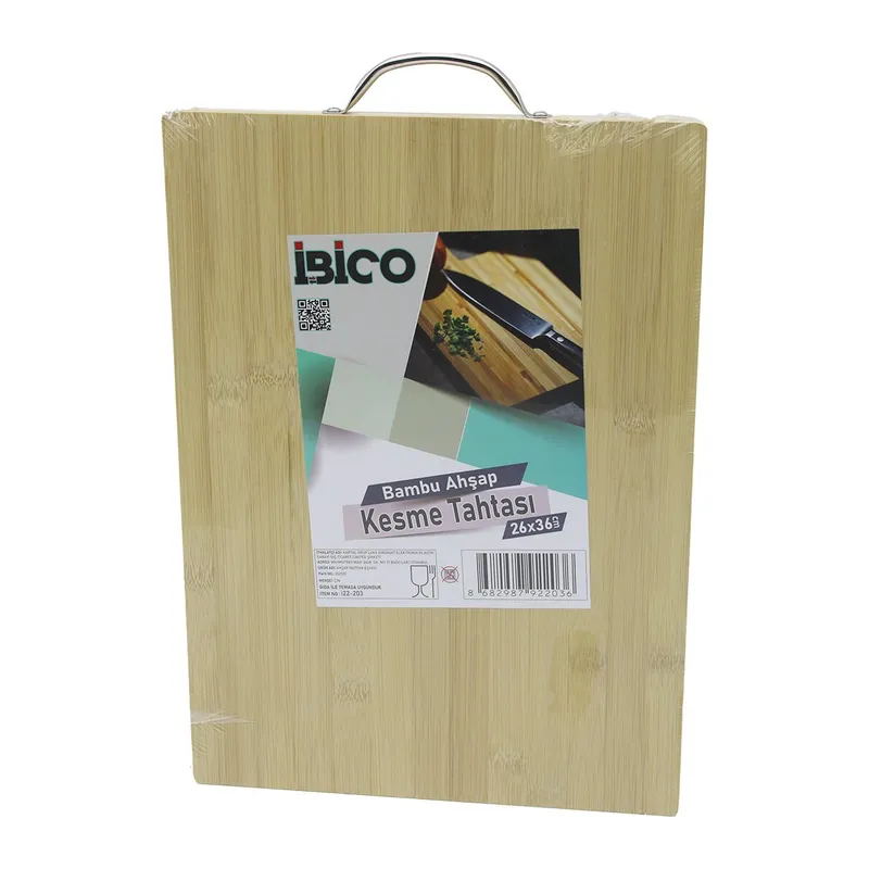 26X36 X 1.7CM LUX AHŞAP BAMBU KESİM PANOSU - KESME TAHTASI METAL KULPLU (5643)