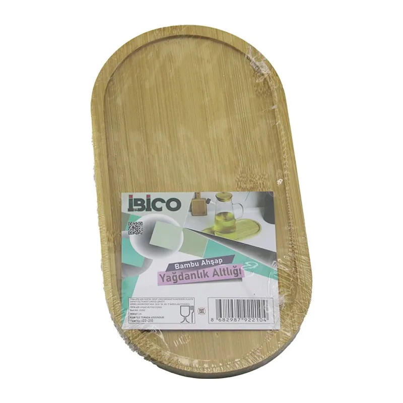 OVAL AHŞAP BAMBU YAĞDANLIK ALTLIK MİNİ TEPSİ 12 X 23.3 X 0.8CM (5643)